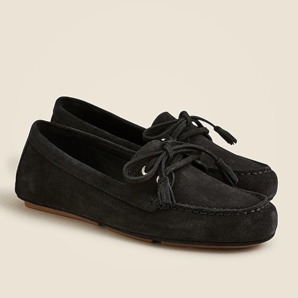J Crew Black Driving loafers in suede CH318 NEW - Picture 2 of 6